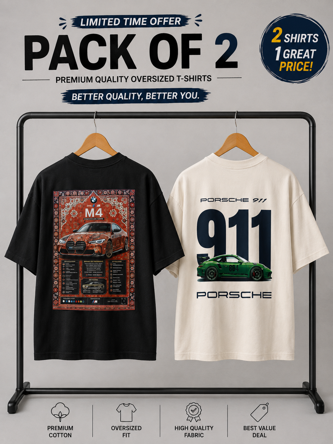 Pack Of 2 Printed Baggy Shirts