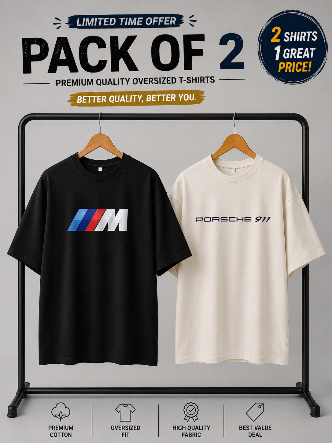 Pack Of 2 Printed Baggy Shirts