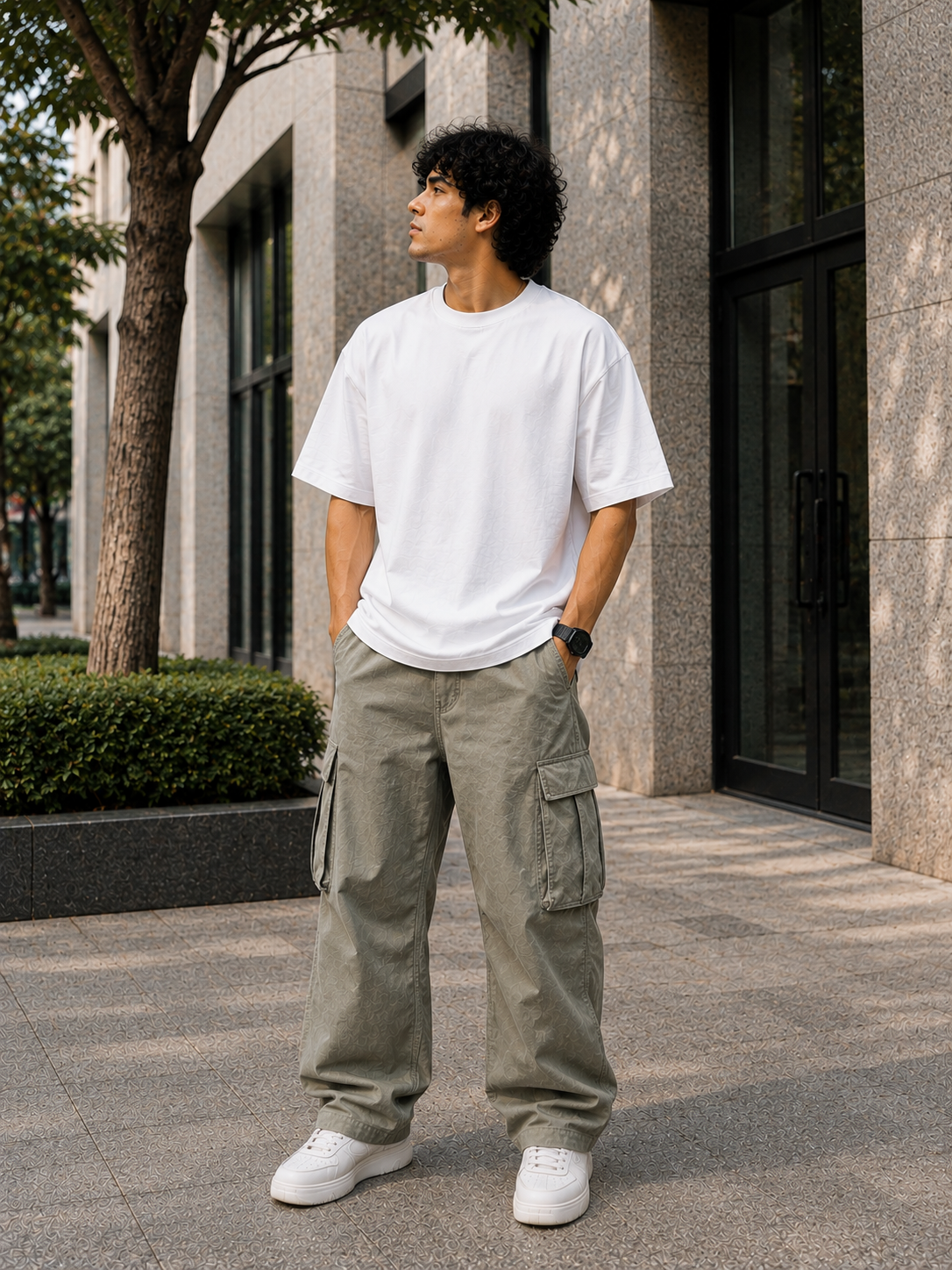 WHITE PLAIN BAGGY SHIRT